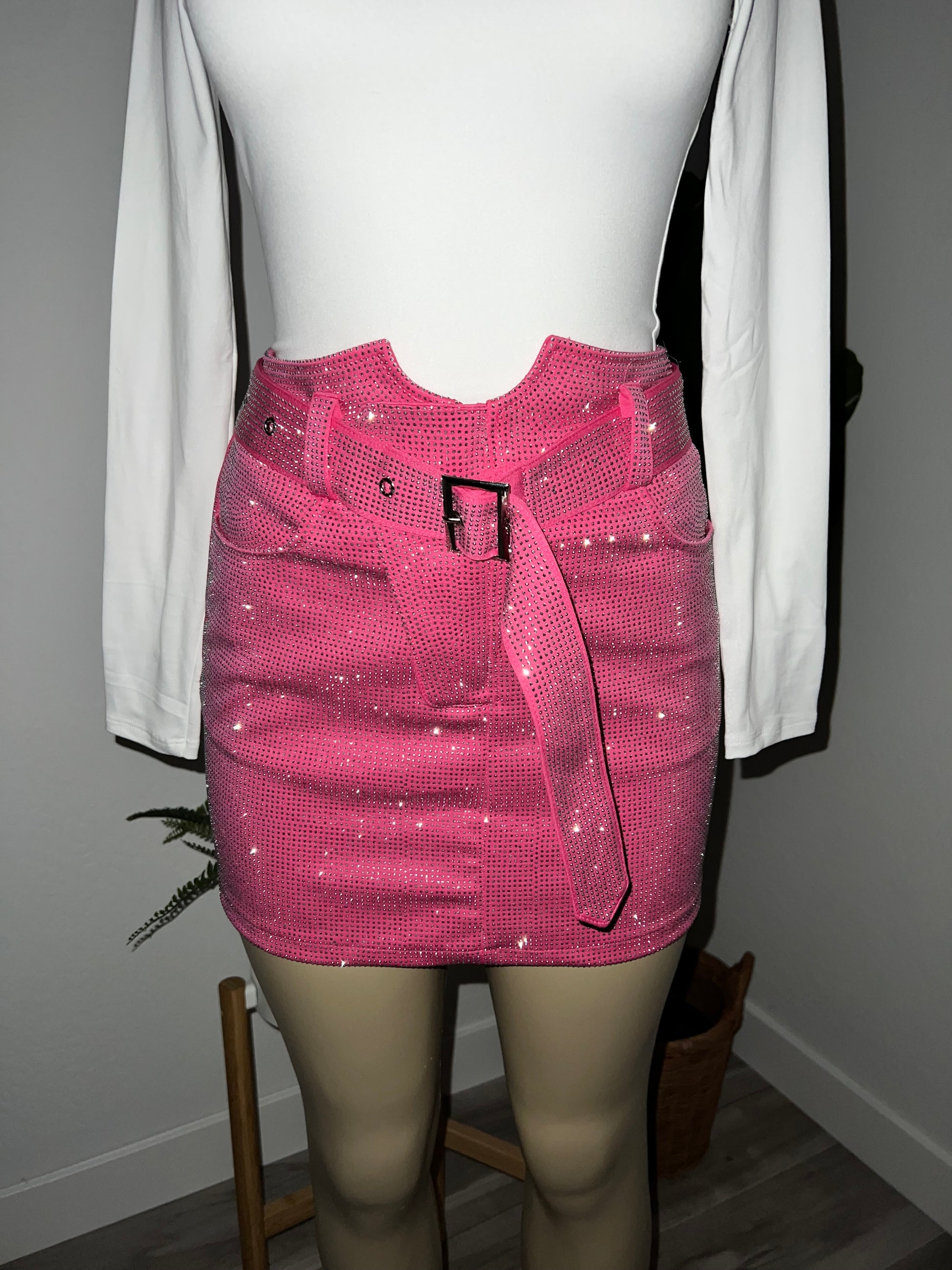 Diamante Skirt (HOT PINK) - DoseOFashion Boutique
