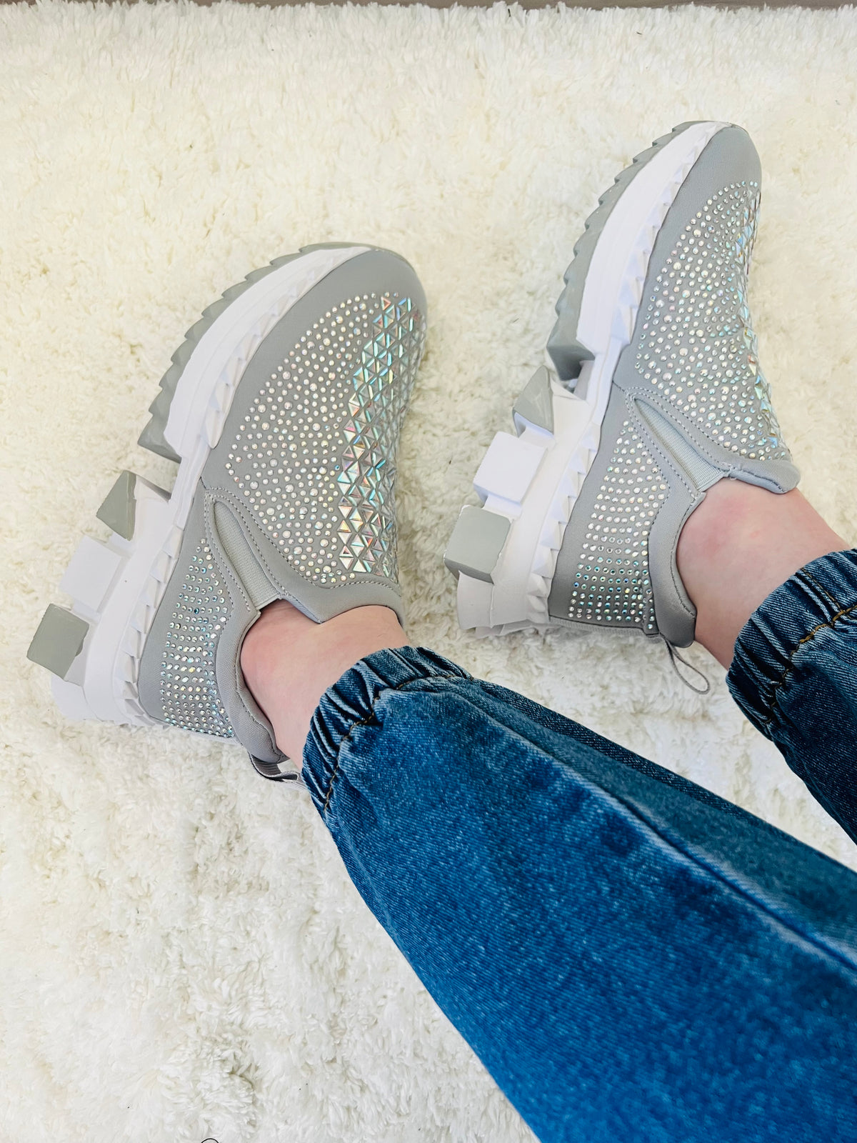 Glamour Gleam Sneakers (Grey) - DoseOFashion Boutique