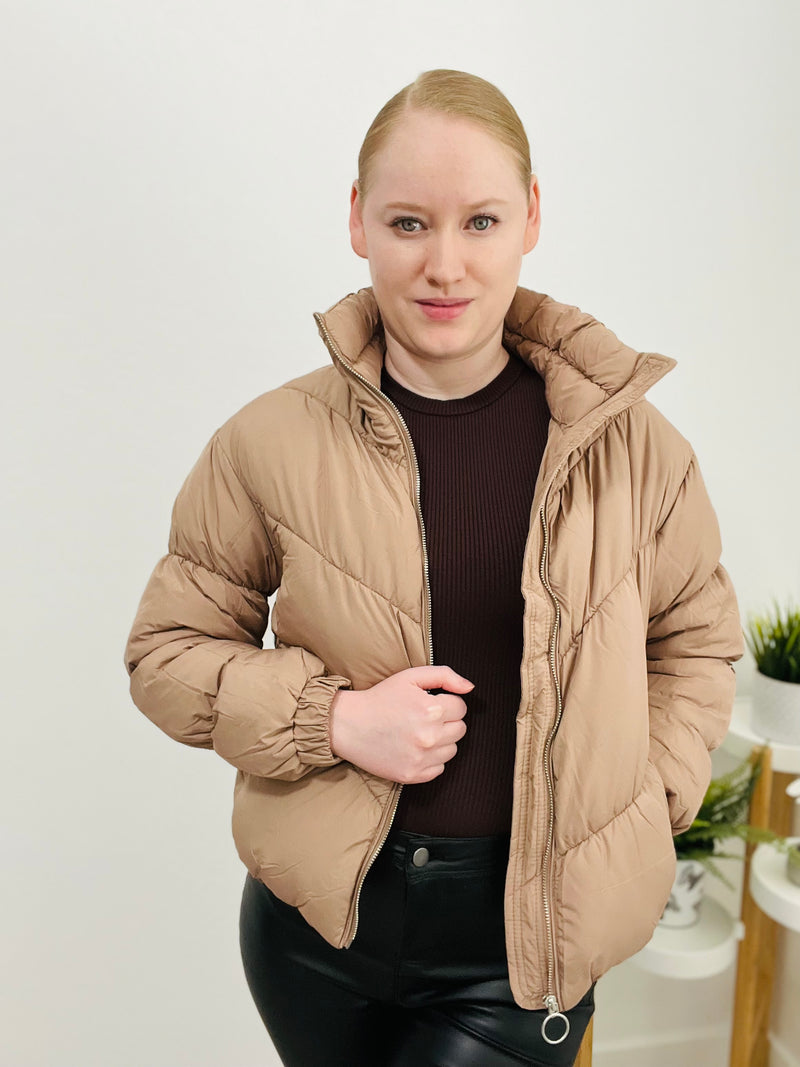 Cuddle Me Puffer Jacket (Coco Brown) - DoseOFashion Boutique