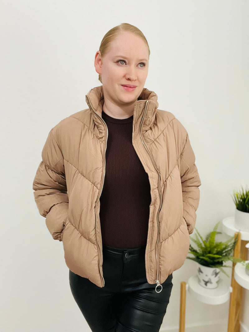 Cuddle Me Puffer Jacket (Coco Brown) - DoseOFashion Boutique