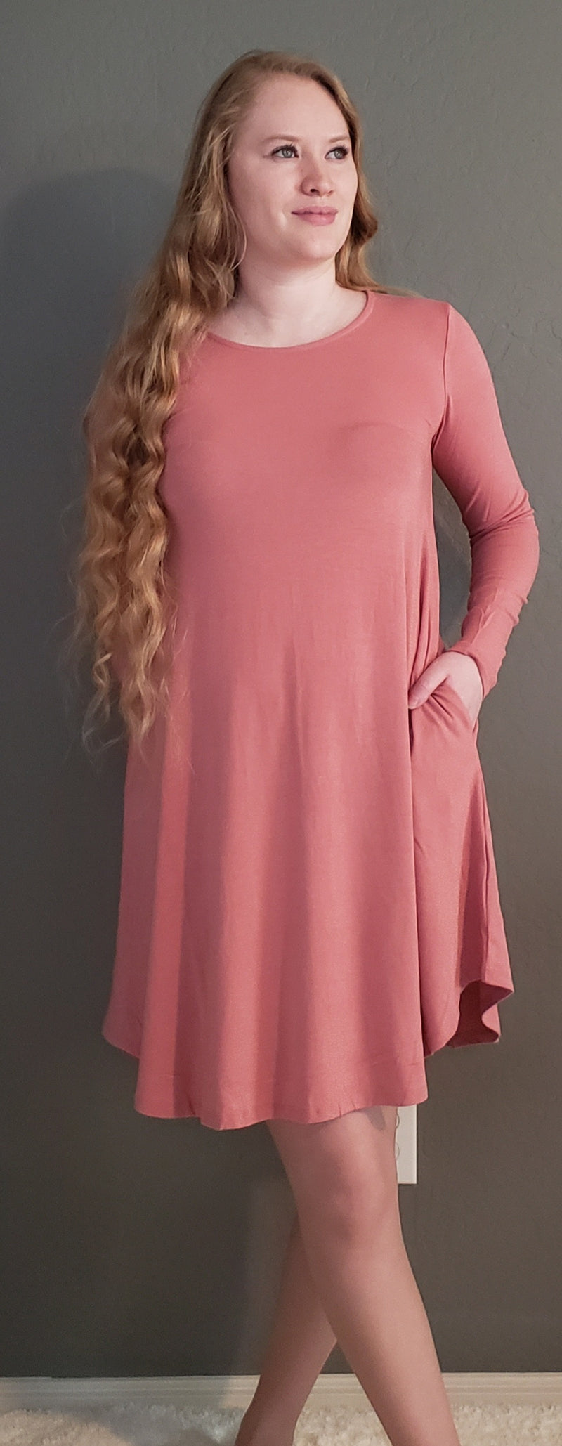 Olivia Pocket Dress (DUSTY ROSE) - DoseOFashion Boutique