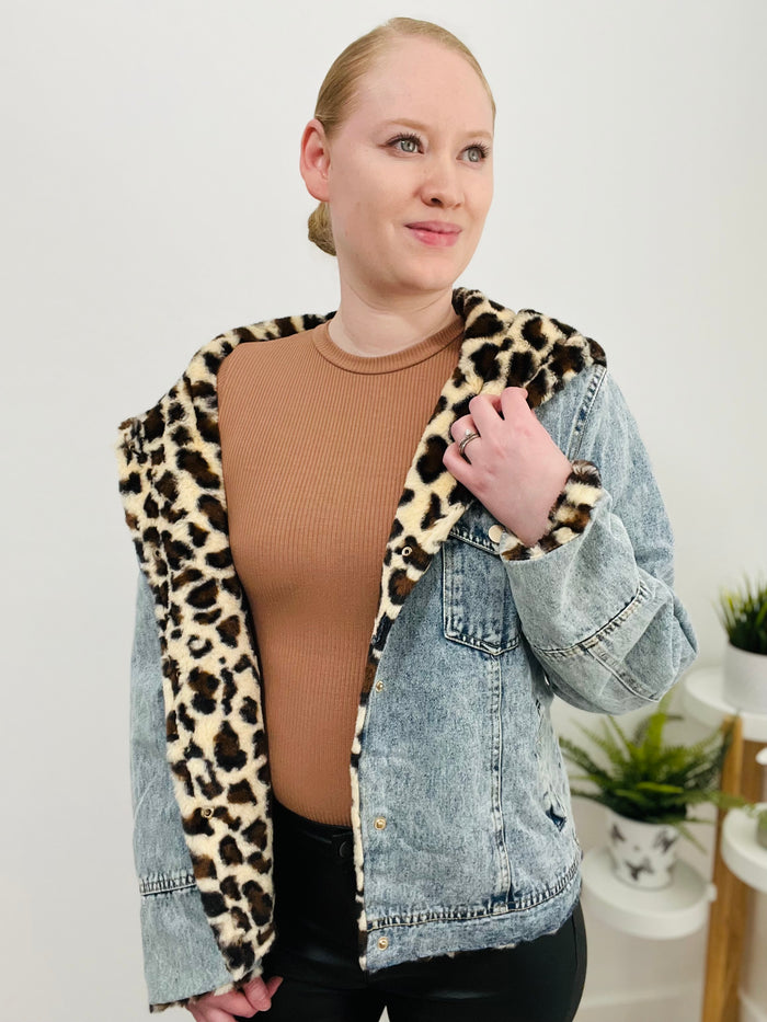 Sweet Denim Jacket (Leopard Print) - DoseOFashion Boutique