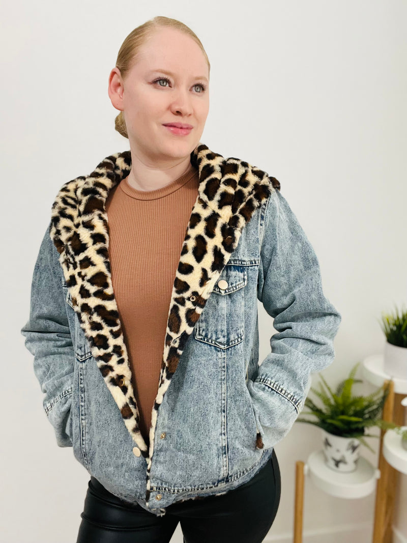 Sweet Denim Jacket (Leopard Print) - DoseOFashion Boutique