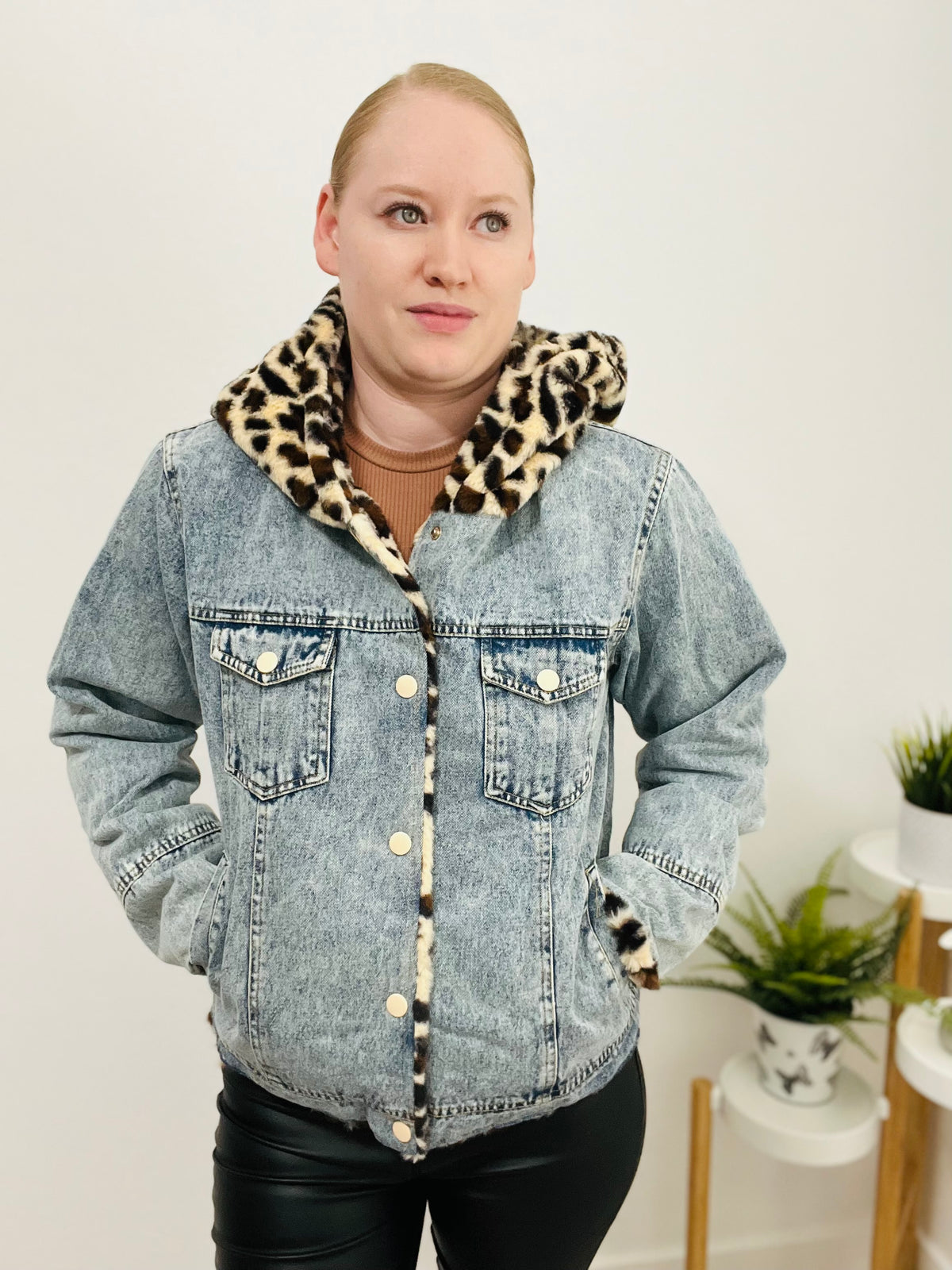 Sweet Denim Jacket (Leopard Print) - DoseOFashion Boutique