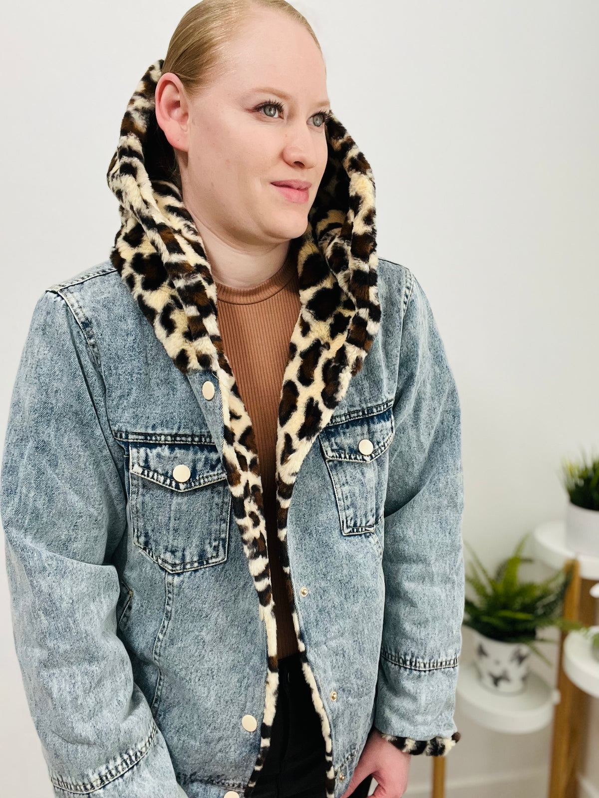 Sweet Denim Jacket (Leopard Print) - DoseOFashion Boutique